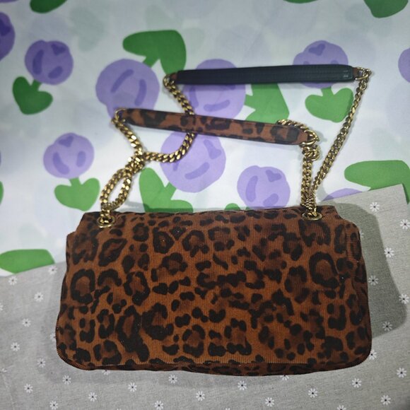 Saint Laurent Leopard Print Corduroy Chain Bag - Picture 7 of 13